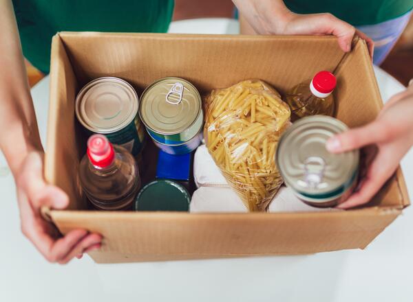 box of canned food